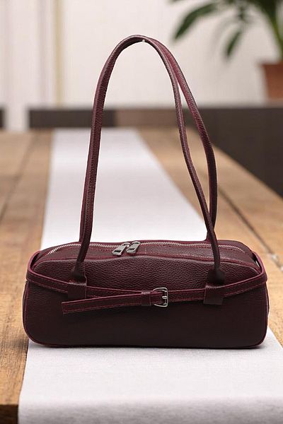 HFKY Geantă de umăr din piele naturală model burgundy pentru femei Ry411
