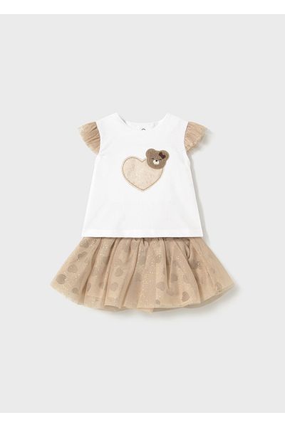 MAYORAL Newborn Baby Girl Kids Tulle Skirt and T-Shirt Set