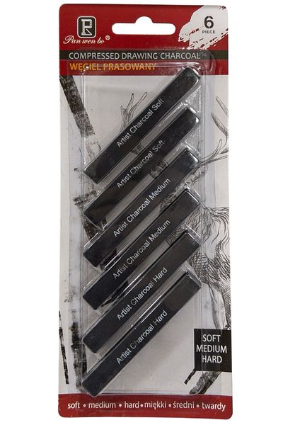 Modellino Flat 6-Pack Charcoal Pencil (Soft Medium Hard)