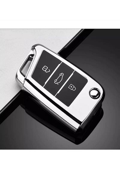 GMA KEYS For Volkswagen Golf 7 Golf 7,5 Tiguan Polo T-Roc Seat Skoda Switchblade Nano Key Case Cover Silver Black Color