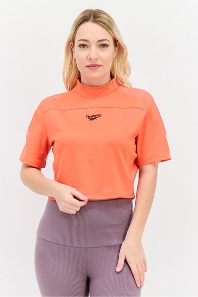 Reebok Women Sportswear Fit Short Sleeve Outdoor Top, Orange