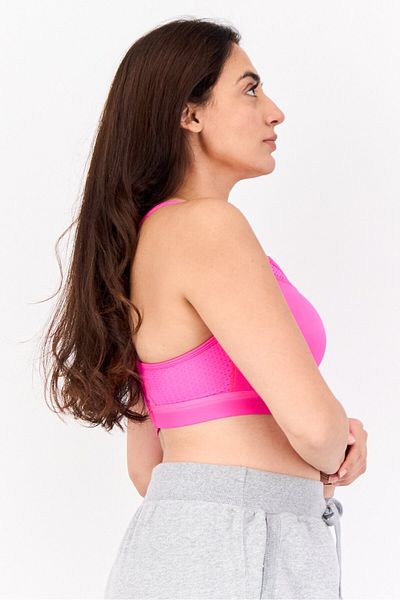 Champion Women Brand Logo Padded Sports Bra, Hot Pink