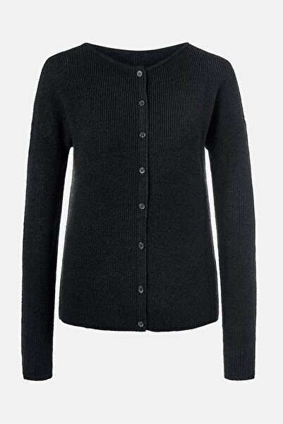 Tchibo Women Round Neck Plain Reversible Cardigan, Black