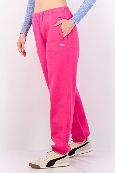 Esprit Women Regular Fit Brand Logo Jogger Pants, Dark Pink
