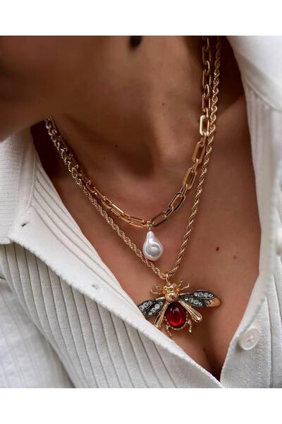 TAKIMOON VIP العلامة التجارية نموذج قلادة النحل مع اللؤلؤ