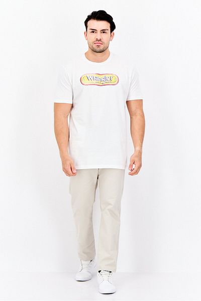 WRANGLER Men Crew Neck Short Sleeve Brand Logo T-shirts, White