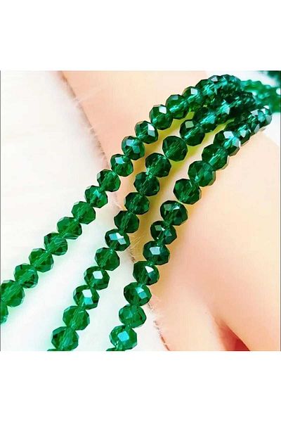 yiğit aksesuar 8 mm 5 Strand Dark Green Crystal Beads Rosary Bead