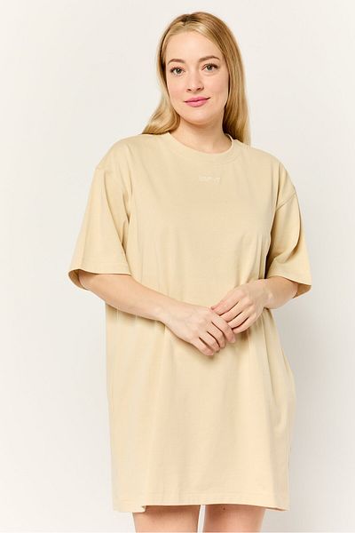 Esprit Women Embroidered Logo Shirt Dress, Beige