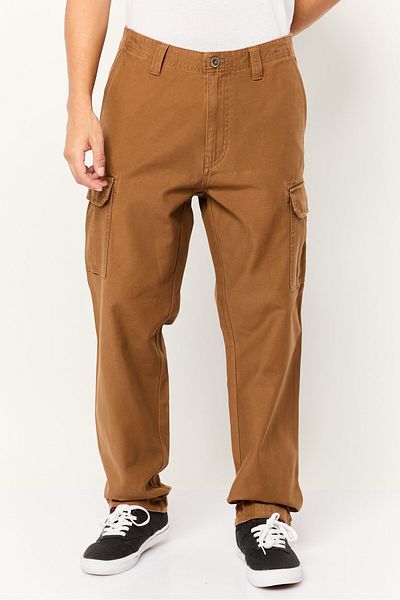 Esprit Men Straight Fit Solid Cargo Pants, Brown