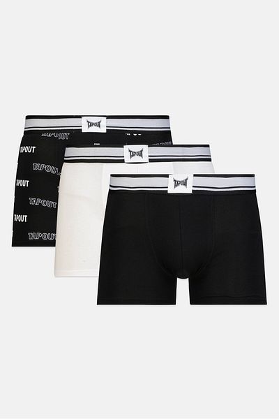 Tapout Men 3 Pieces Brand Logo Boxers Set, Black/white