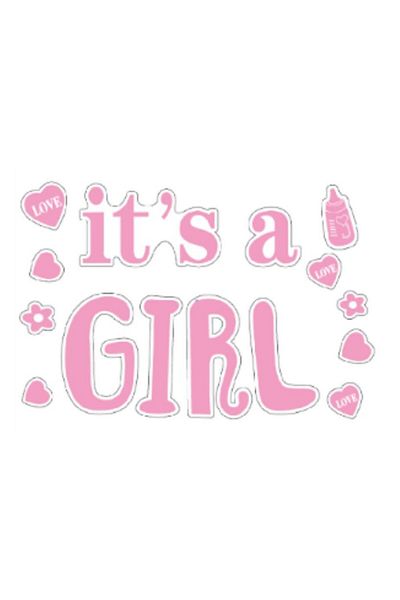 Flippy Sticker Autocolant, , Tematica Gender Reveal, Model Scris It's A Girl, 19.5x27.5 Cm, Roz