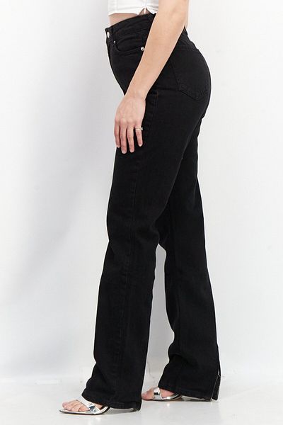 NA-KD Women Regular Fit High Waist Washed Non-stretchable Denim Jean, Black