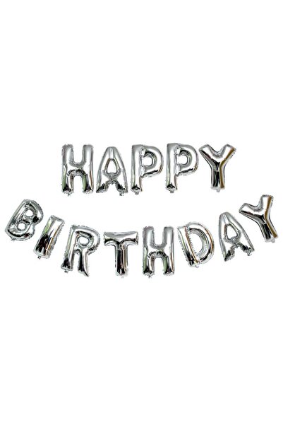 Flippy Foil Balloon Set, Happy Birthday, 40 cm, Silver