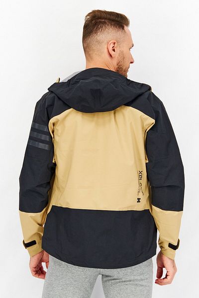adidas Men Sportswear Fit Long Sleeve Outdoor Windbreaker Jacket, Beige/black