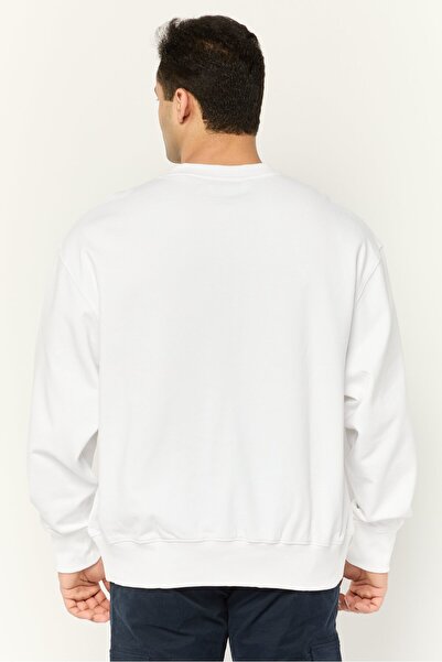 Esprit Men Crew Neck Long Sleeves Brand Logo Sweatshirts, White