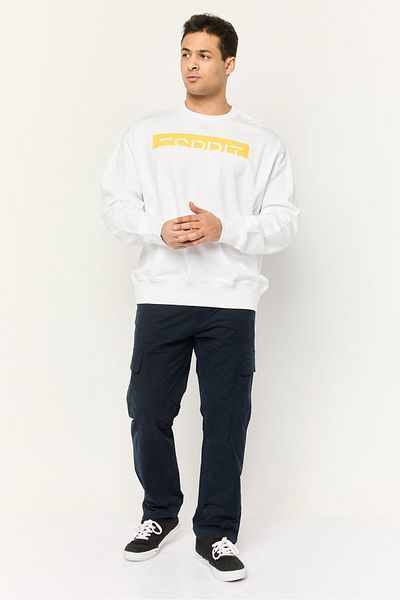 Esprit Men Crew Neck Long Sleeves Brand Logo Sweatshirts, White