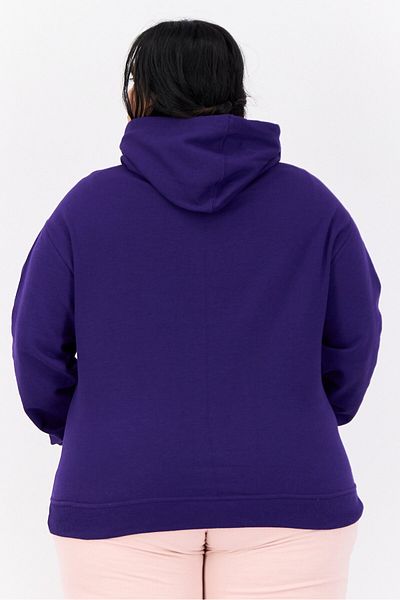 Champion Women Plus Size Long Sleeves Outdoor Hooded Sweatshirt, Purple