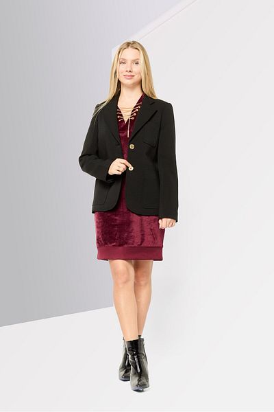 Michael Kors Women Regular Fit Solid Semi-formal Blazer, Black