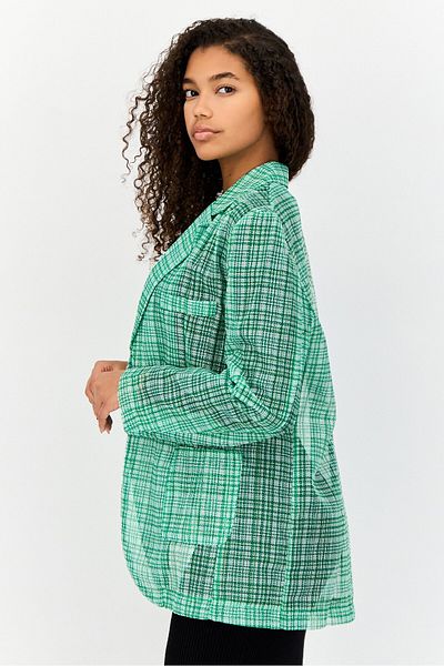 Urban Revivo Women Regular Fit Sheer Mesh Blazer, Green