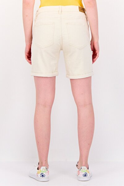Esprit Women Textured Denim Shorts, Cream