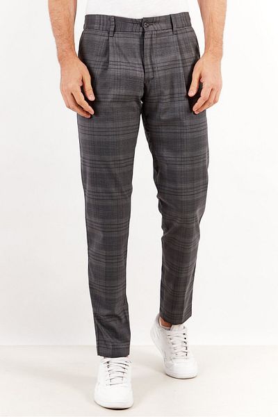 Tommy Hilfiger Men Slim Fit Plaid Trousers, Grey