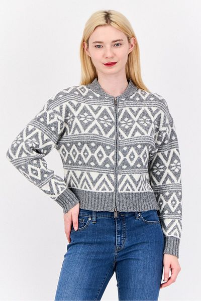 PİNK ROSE Women Stand Collar Aztec Print Sweater, Multcolor