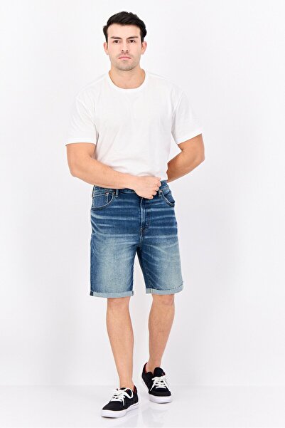 AMERICAN EAGLE Men Washed Denim Shorts, Blue