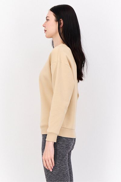 Puma Women Sportswear Fit Long Sleeves Outdoor Sweatshirt, Tan