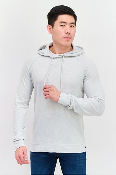 Good Man Brand Men Hooded Long Sleeve Solid Sweatshirt, Grey