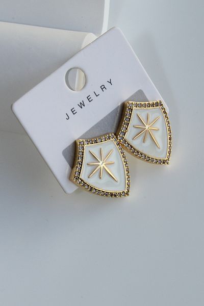 Leo'Stone Special Series Enameled Shield Figured Polar Star Model Design Women's Steel Earrings