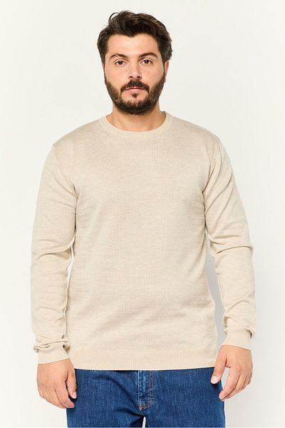 Sorbino Men Crew Neck Long Sleeve Knitted Sweater, Beige