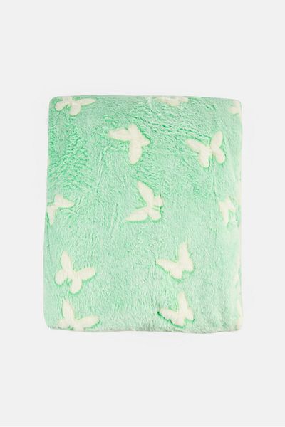 Preschool Fun Glow In The Dark Throw Blanket 130 X 160 Cm, Mint Green