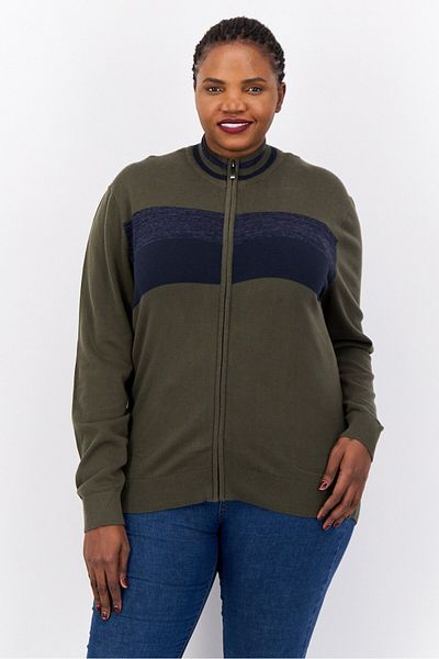 Nautica Women Mock Neck Colorblock Sweater, Olive/navy