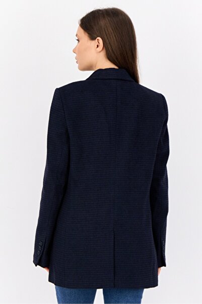 Esprit Women Regular Fit Textured Casual Blazer, Navy