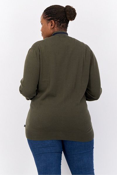 Nautica Women Mock Neck Colorblock Sweater, Olive/navy