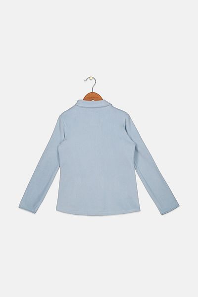 Tchibo Kids Girl Full Zip Embroidered Fleece Jacket, Light Blue