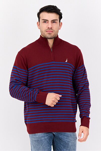 Nautica Men High Neck Stripe Long Sleeve Sweater, Multicolor