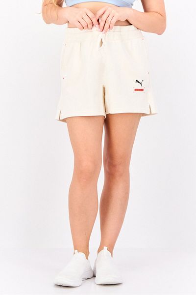 Puma Women Sportswear Fit Brand Logo Outdoor Short, Cream