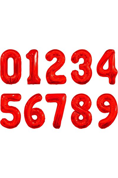 Flippy Metallic Foil Balloon Number 8, 80 cm, Red, Individual Pack, Includes Straw, Air or Helium