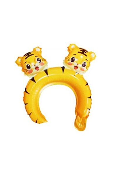 Flippy Balon folie metalizată, Coroană cu Urechi - Tigru Surprins, 33x33 cm, Portocaliu