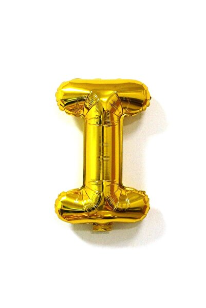 Flippy Metalized Foil Balloon Letter I, 40 cm, Helium or Air, Individual Pack, Straw Included, Gold