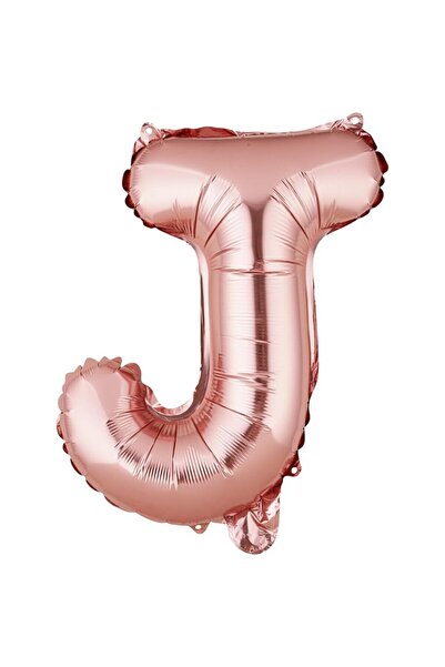 Flippy Balon folie metalică litera J, 40 cm, auriu roz, gonflabil cu heliu sa...