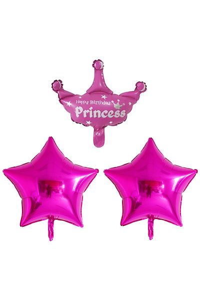 Flippy Set 3 Baloane Din Folie A, , Figurine Coroana Si Stea, Model Aniversare, 40 Cm, , Roz