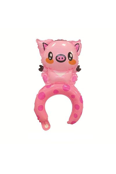 Flippy Balloon, , Crown Type, Piglet Model, , 47 X 28 Cm, Pink