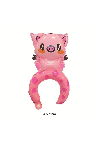 Flippy Balloon, , Crown Type, Piglet Model, , 47 X 28 Cm, Pink