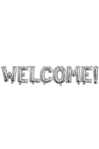Flippy Metallic Foil Balloon Set - WELCOME! Letters 40 cm, Silver