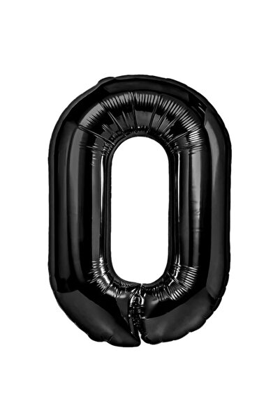 Flippy Balon folie metalică - Numărul 0, 80 cm, negru, pachet individual