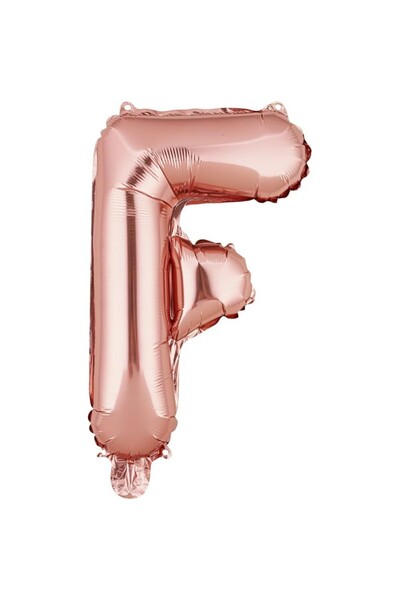 Flippy Balon folie metalizată litera F, 40 cm, auriu roz (include pai)