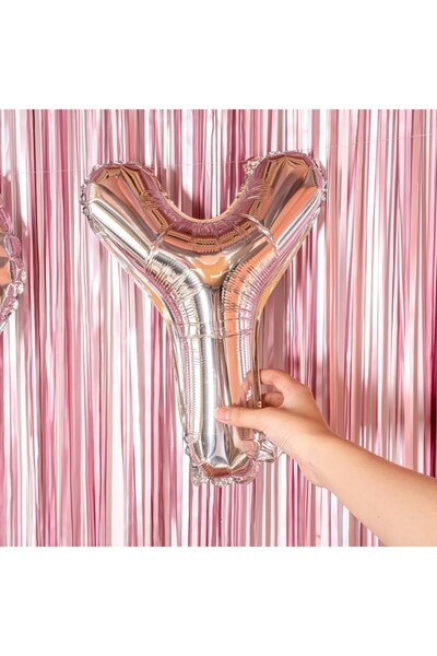 Flippy Foil Balloon Letter Y 80 cm, Helium or Air, Individual Pack, Straw Included, Silver