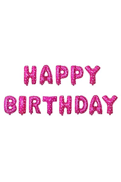 Teo Set of 13 Foil Balloons, Garland Type, Happy Birthday Model, 40 cm, Pink